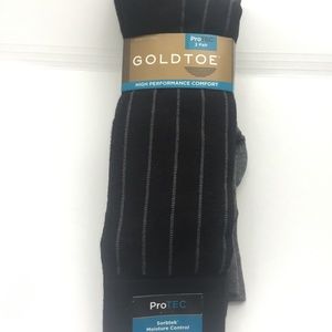 NWT Gold Toe  Socks for Men 3 Pairs ProTEC Black and Grey Breathable Mesh